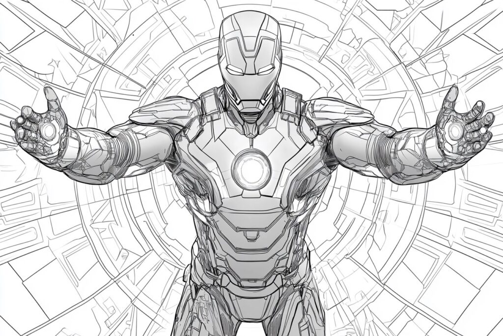 Iron Man Ausmalbild Mandala Hintergrund