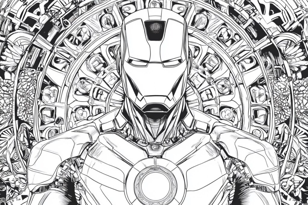 Iron Man Ausmalbild abstraktes Mandala 